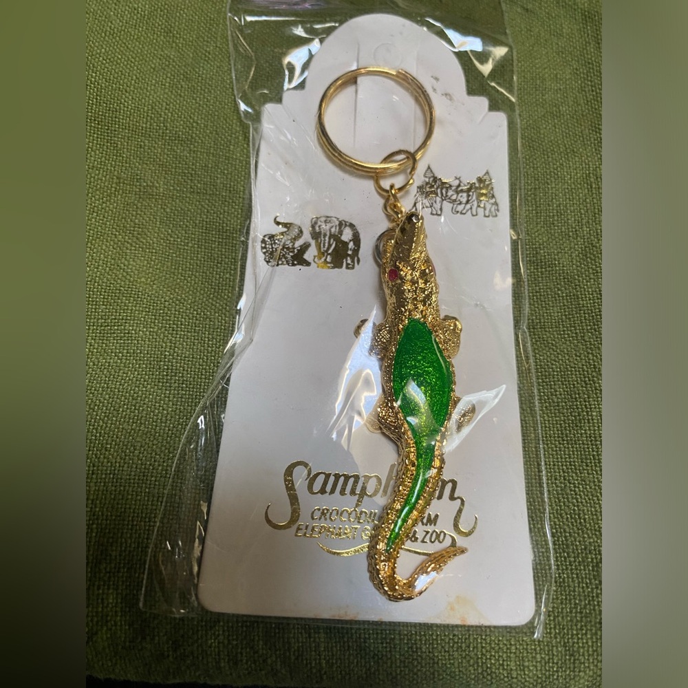 Green and Gold Crocodile Keychain